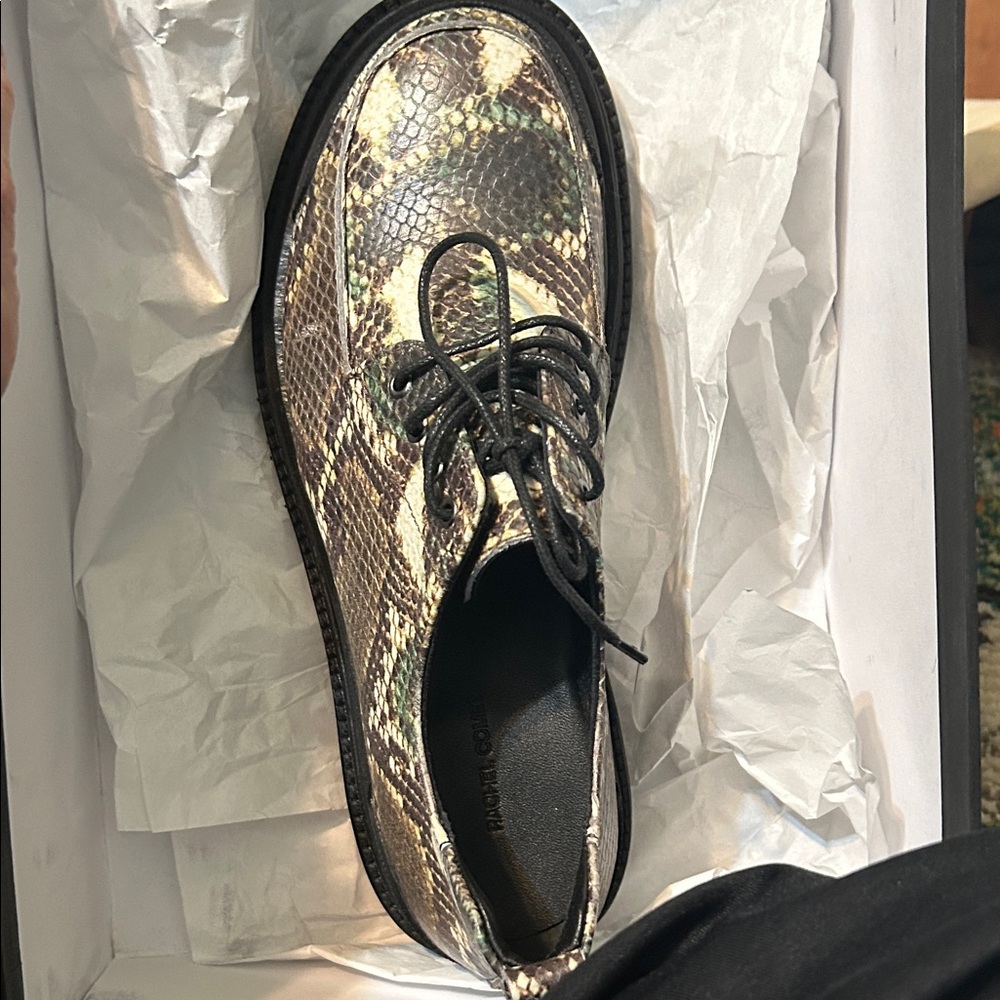 NIB Rachel Comey Snake Print lace up Loafers, Size 8
